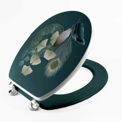 douceur d'intu017drieur Abattant WC bois (37 x 46 cm) Ginkoblue Bleu Discount