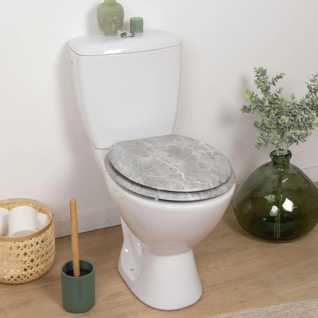 TENDANCE Abattant WC 18 pouces MDF Façon Marbre Gris Outlet