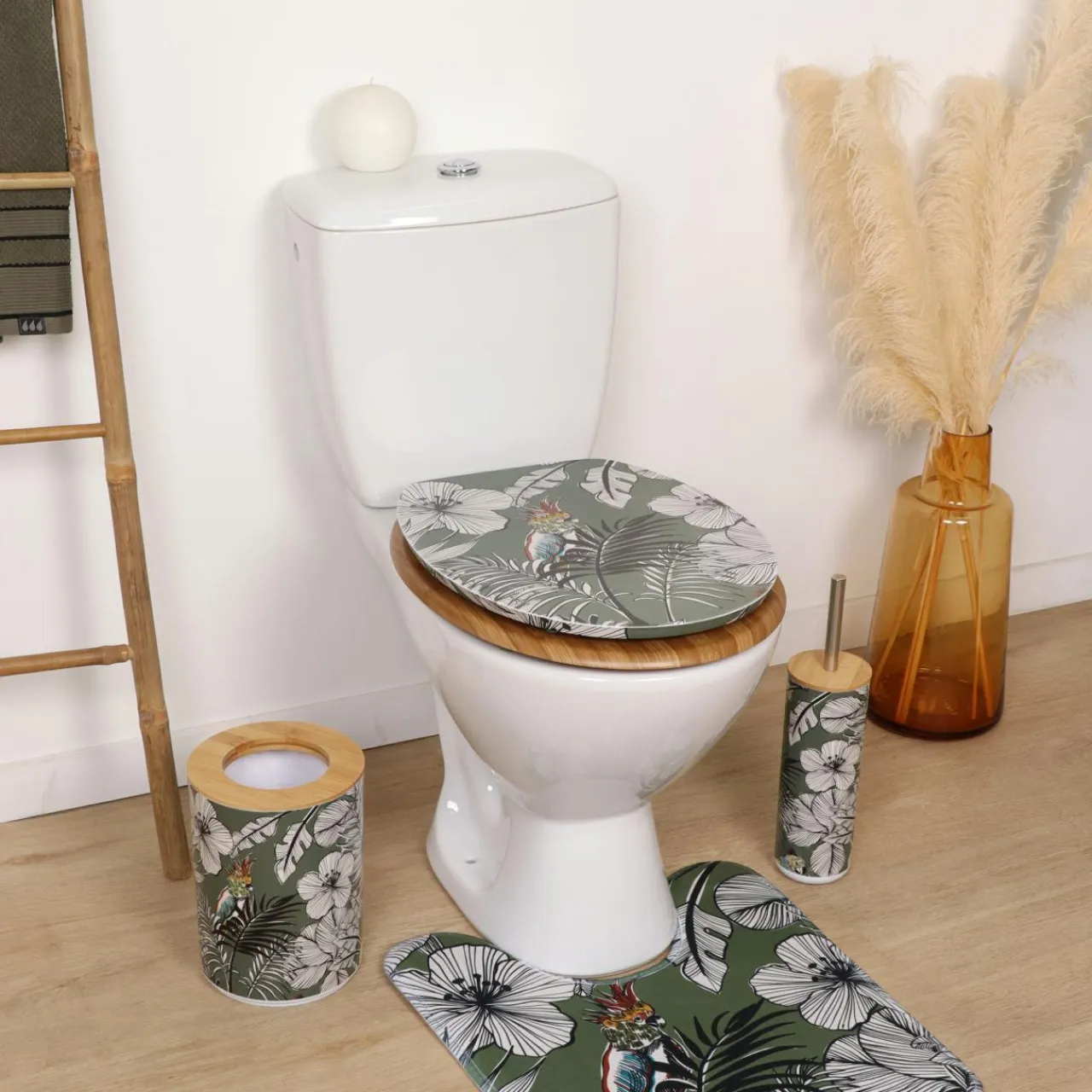 TENDANCE Abattant WC 18 pouces MDF Jungle Fever Vert kaki Sale