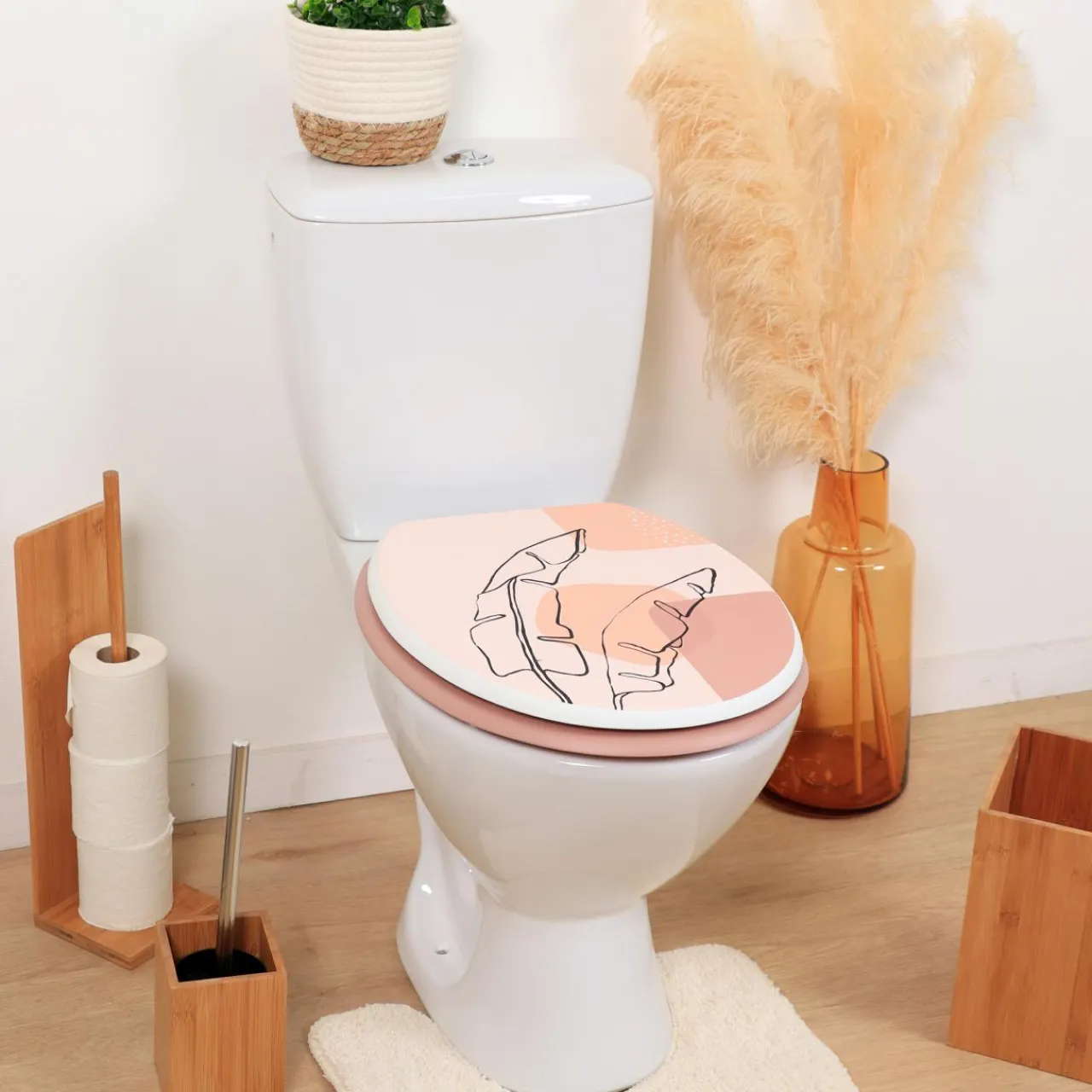 TENDANCE Abattant WC 18 pouces MDF Pluma Rose Best
