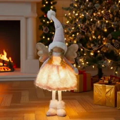KOOPMAN Ange de Noël lumineux à piles (H50 cm) Gladys robe Rose Best