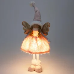 KOOPMAN Ange de Noël lumineux à piles (H50 cm) Gladys robe Rose Best