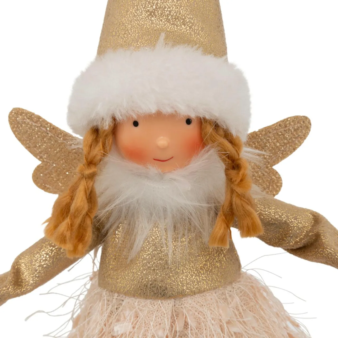 JJA Ange de Noël lumineux à piles (H32 cm) Fée clair de lune dée Or New