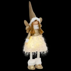 JJA Ange de Noël lumineux à piles (H48 cm) Fée clair de lune Dée Or New