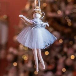 KAEMINGK Ange de Noël à suspendre (H20 cm) Danseuse ballerine Argent Outlet