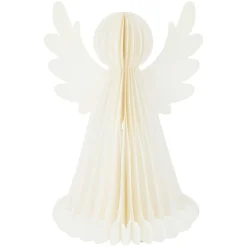 KOOPMAN Ange lumineux à piles 6 LED (H28 cm) Papier fermeture magnétique Blanc Best