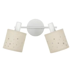 OSTARIA Applique murale 2 abat-jour orientables métal et lin (30 x 17 cm) Estrella Beige