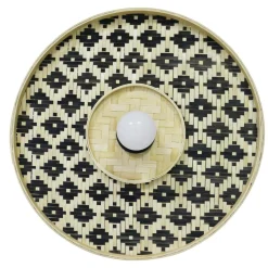 EMINZA Applique murale ronde en bambou (D50 cm) Marioka et naturel Noir Clearance