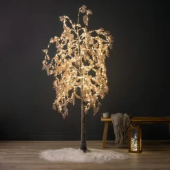 EMINZA Arbre lumineux 600 LED (H200 cm) Saule pleureur Fleur Blanc Blanc chaud Hot