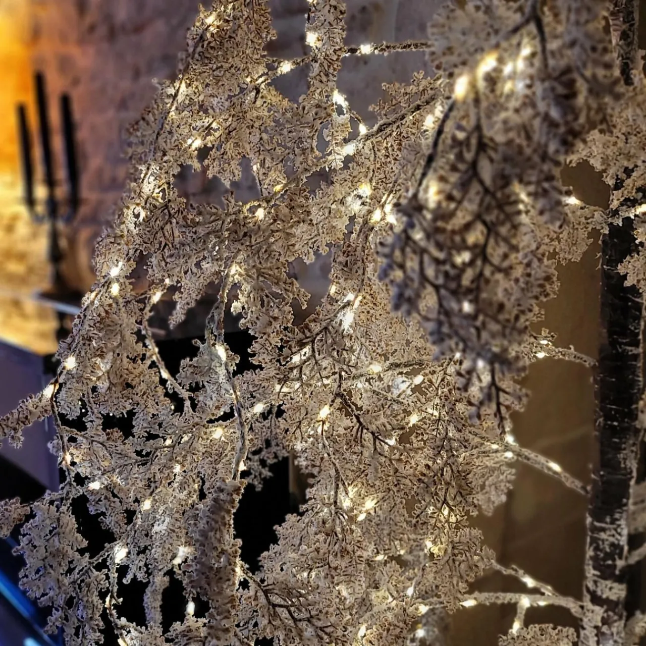 EMINZA Arbre lumineux 600 LED (H200 cm) Saule pleureur Fleur Blanc Blanc chaud Hot