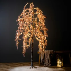 EMINZA Arbre lumineux 600 LED (H200 cm) Saule pleureur Fleur Rose New