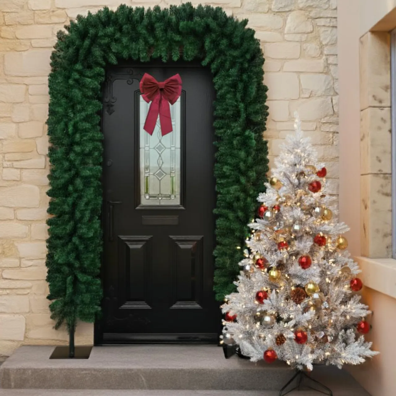 EMINZA Arche décorative Géante (185 x H240 cm) Branches de sapins Sapin vert