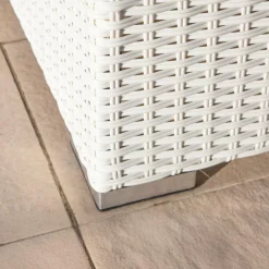 MOBELLIA Banquette en résine tressée 2 places Palma Blanc et beige Tresse Blanc - Beige New