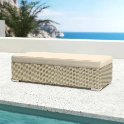 MOBELLIA Banquette en résine tressée 2 places Palma Gris et beige Tresse Gris - Beige Hot