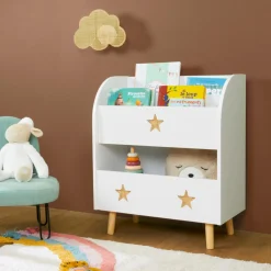 EMINZA Bibliothèque enfant bois (H72 cm) Stars he Blanc Hot