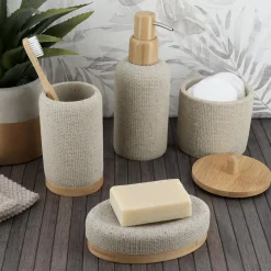 TENDANCE Boite à coton avec couvercle (D10 cm) effet Maille Beige Online