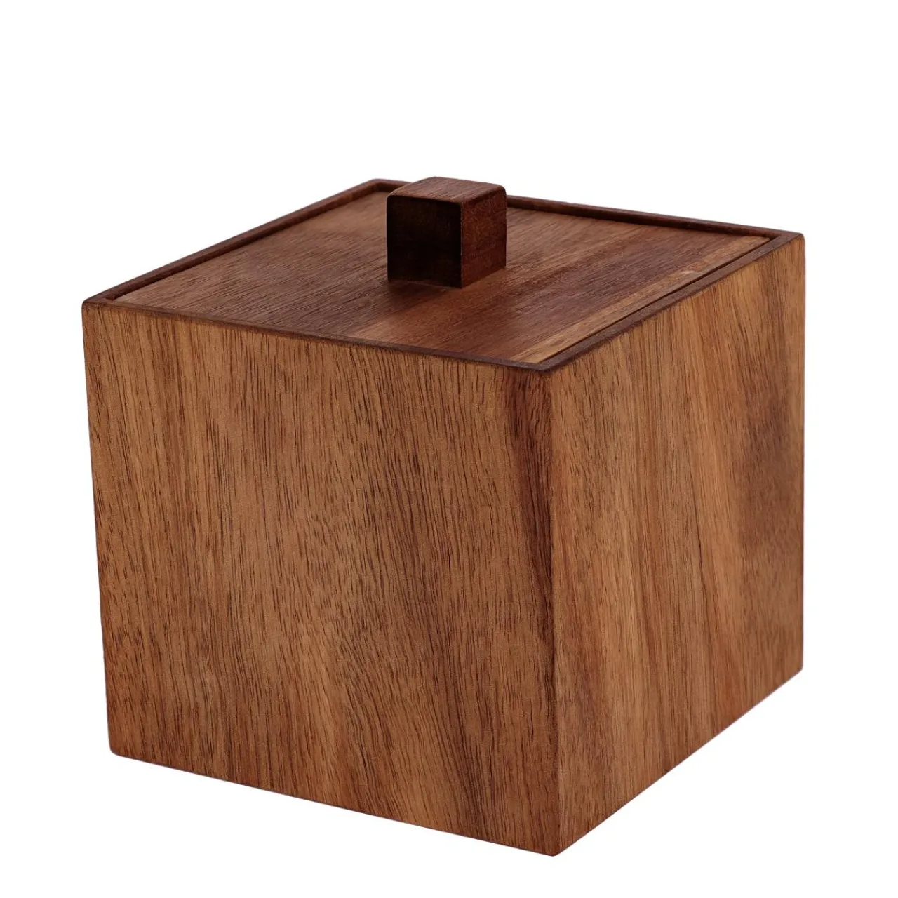 TENDANCE Boite à coton en bois d'acacia (H10 cm) Lina Marron New