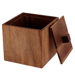 TENDANCE Boite à coton en bois d'acacia (H10 cm) Lina Marron New