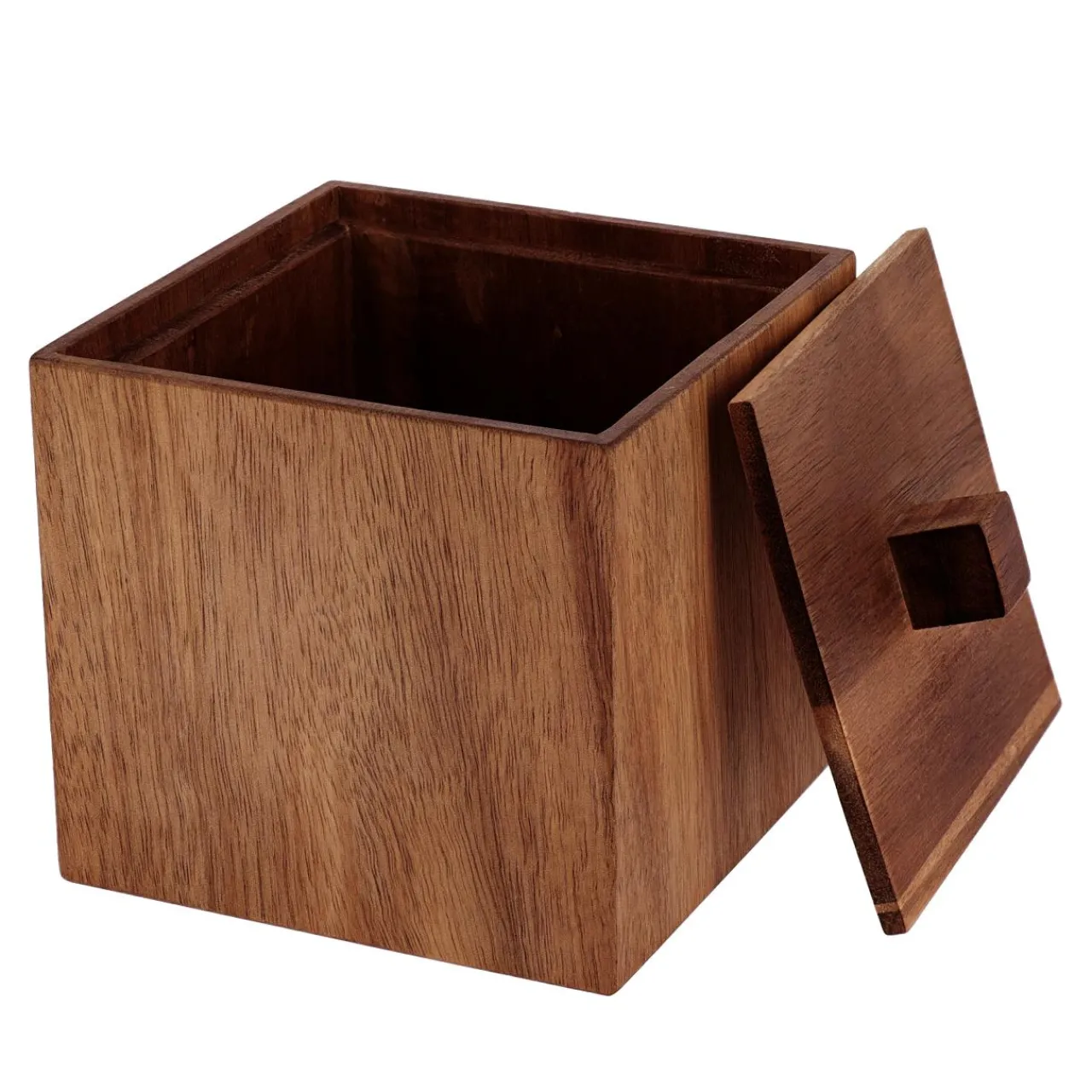 TENDANCE Boite à coton en bois d'acacia (H10 cm) Lina Marron New