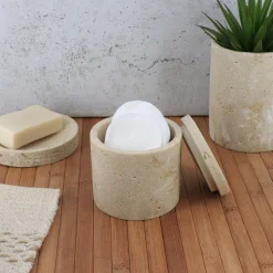 TENDANCE Boite à coton Travertin Naturel Beige Online