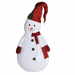 KOOPMAN Bonhomme de neige lumineux à piles (H140 cm) Pliable pailleté Rouge Discount