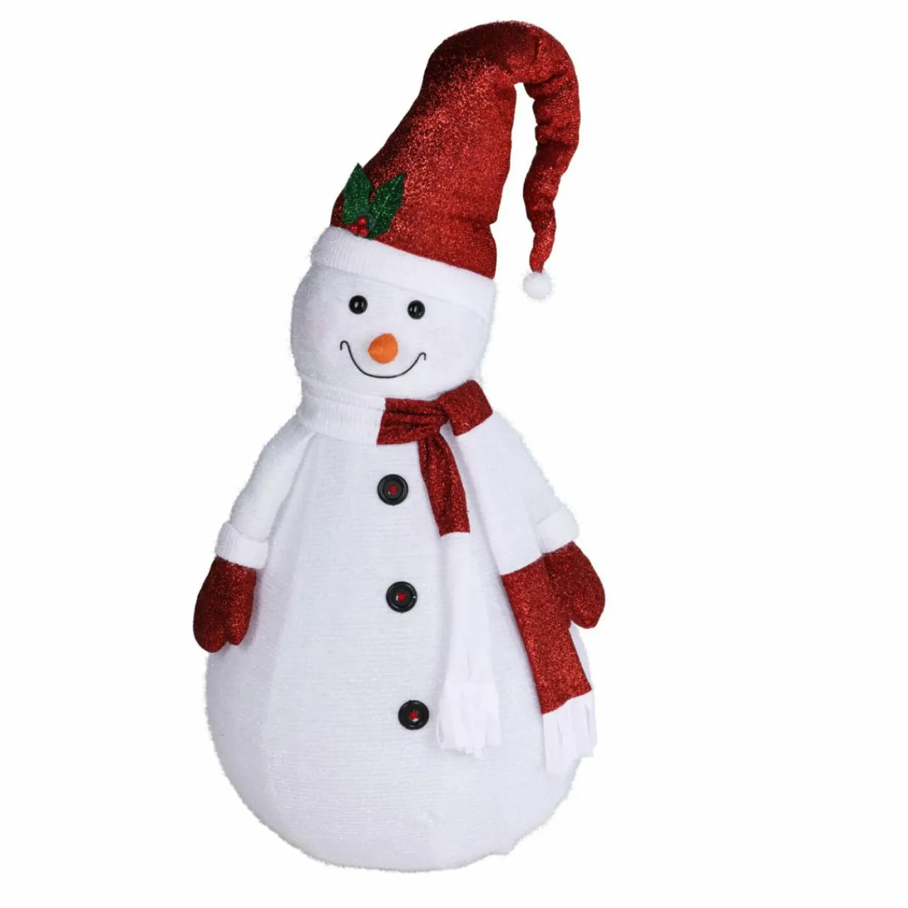KOOPMAN Bonhomme de neige lumineux à piles (H140 cm) Pliable pailleté Rouge Discount