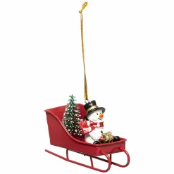 Feeric Lights & Christmas Bonhomme de neige à suspendre(H9 cm) Traineau Rouge Hot