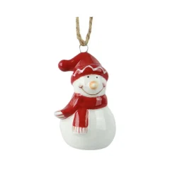 KAEMINGK Bonhomme de neige à suspendre (H6 cm) Dolomite et blanc Rouge