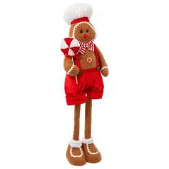 FEERIC LIGHTS Bonhomme pain d'épices (H85 cm) Marcel et jambes téléscopiques Rouge Sale