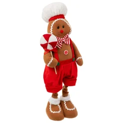 FEERIC LIGHTS Bonhomme pain d'épices (H85 cm) Marcel et jambes téléscopiques Rouge Sale
