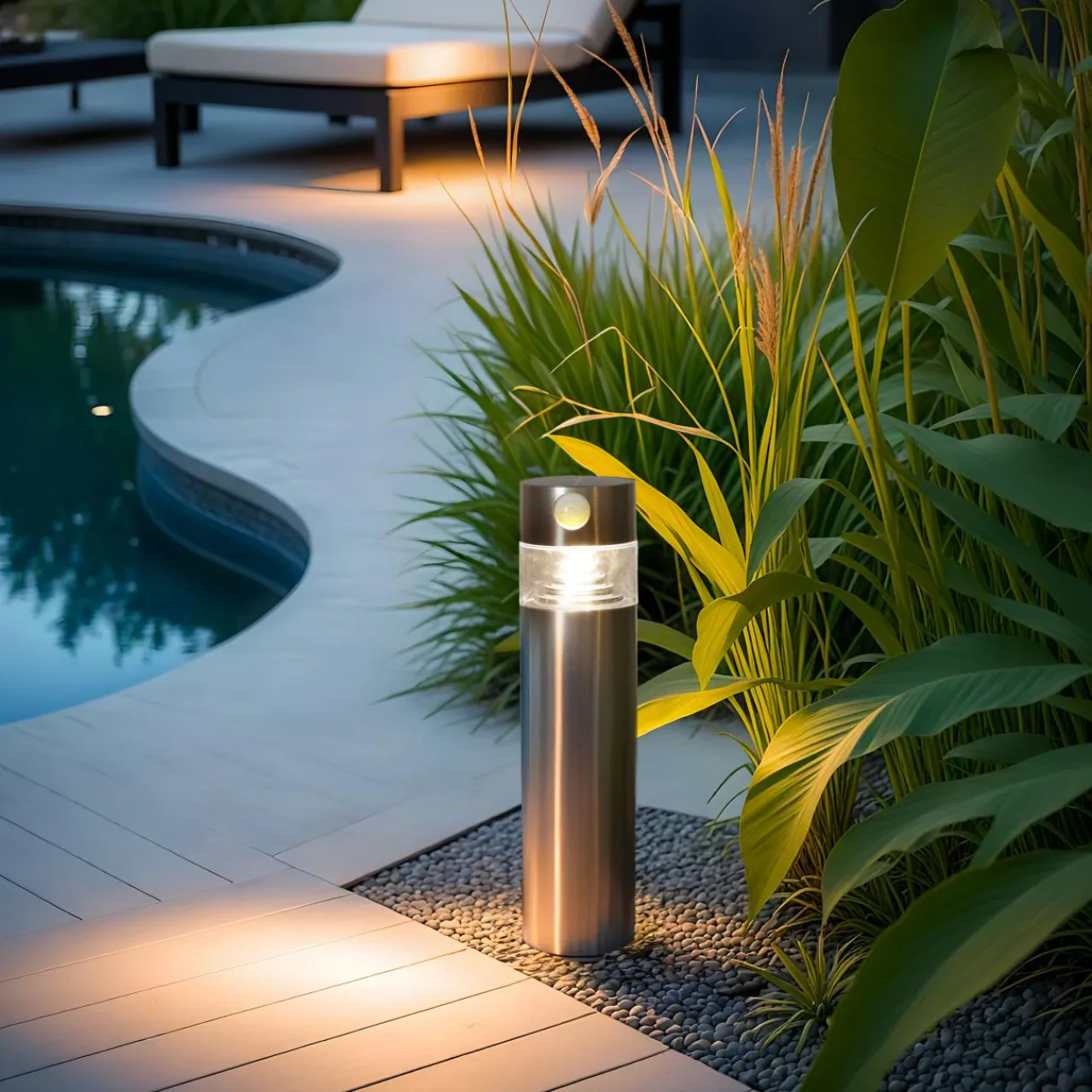 #N/A Borne de jardin solaire 150 lumens (H30 cm) Premium Argent Gris Discount