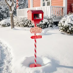 JJA Boîte aux lettres (H120 cm) Lutin et flocons de neige Rouge Best