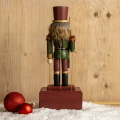 KAEMINGK Boîte à musique (H30 cm) Casse noisette Timothé la royauté Vert et Bordeaux Hot