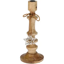 KOOPMAN Bougeoir en (H30 cm) Étoile de Noël Naturel Bois