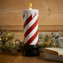 KOOPMAN Bougie lumineuse déco LED (H30 cm) Candy Candle et blanc Rouge Sale