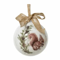 KAEMINGK Boule de Noël (D100 mm) Écureuil sauvage et noeud Naturel Blanc Discount