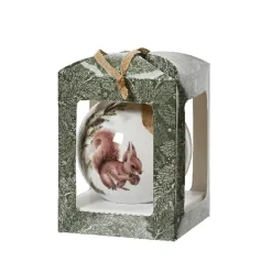 KAEMINGK Boule de Noël (D100 mm) Écureuil sauvage et noeud Naturel Blanc Discount