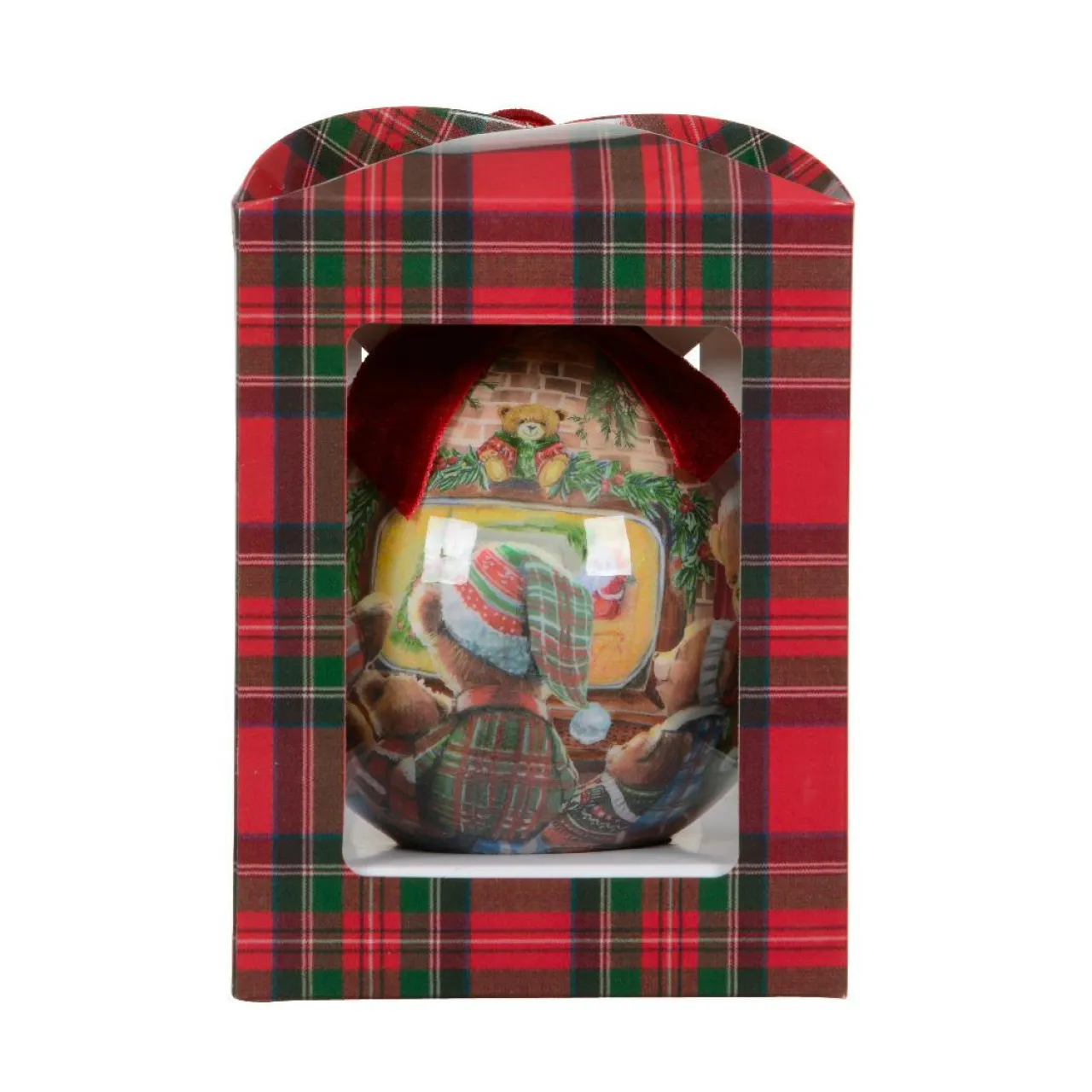 KAEMINGK Boule de Noël (D100 mm) Petits oursons Bordeaux Hot