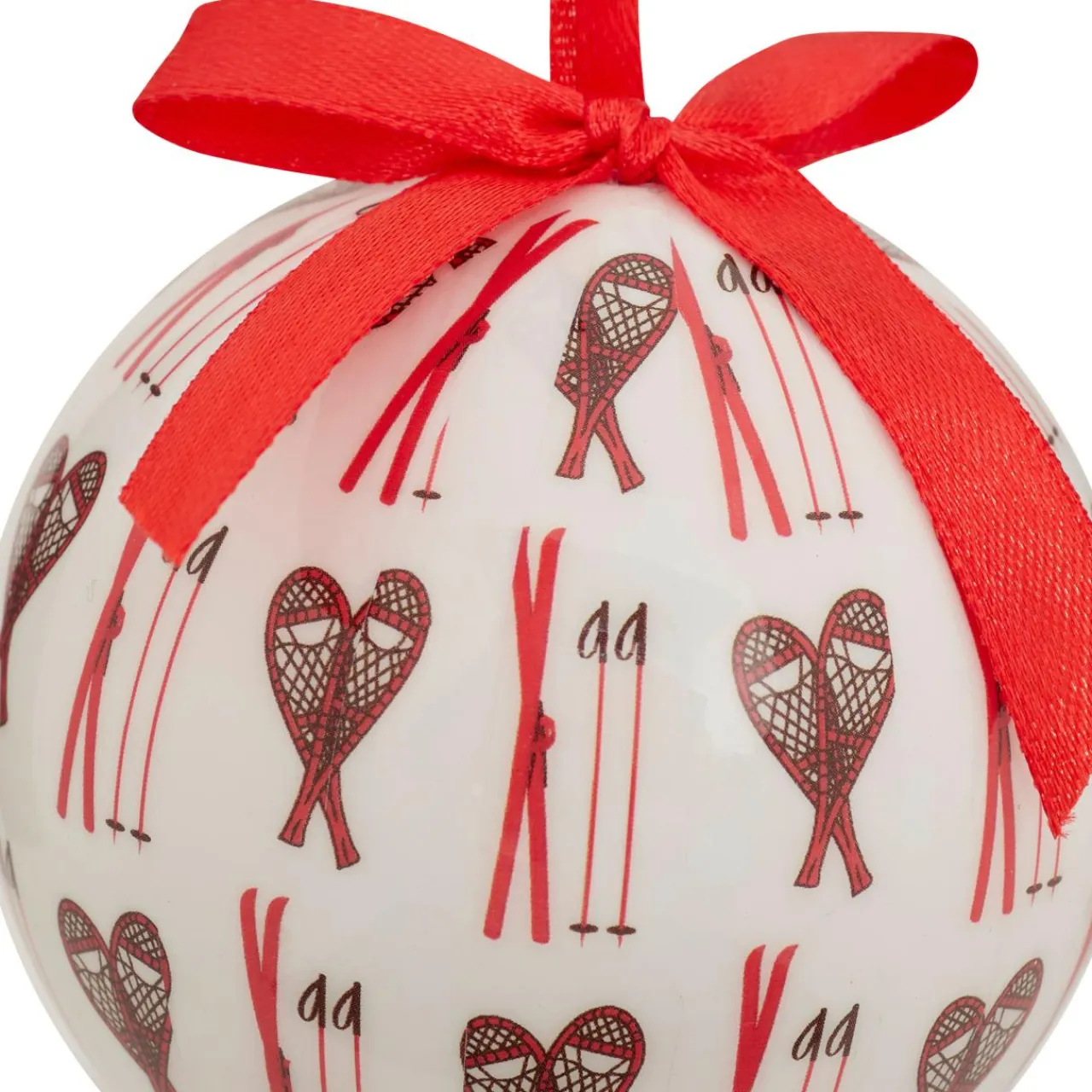 JJA Boule de Noël (D75 mm) Raquette de ski et blanc Rouge