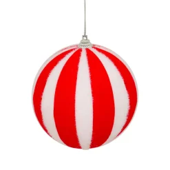 JJA Boule de Noël (D100 mm) Rayures et Blanc Rouge
