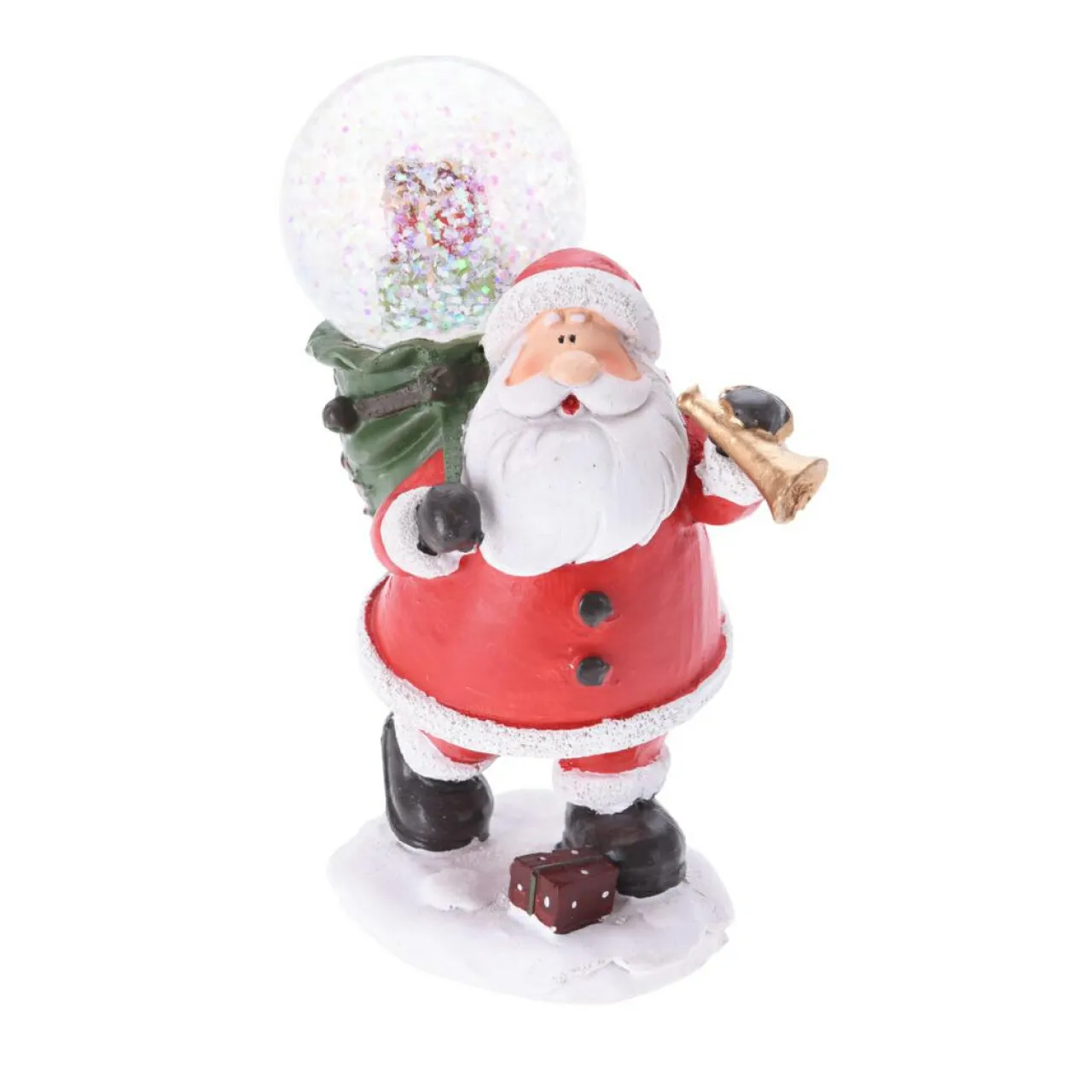 KOOPMAN Boule à neige (D13 cm) Petit Papa Noël et trompette Rouge Outlet