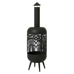 #N/A Braséro cheminée d'extérieur (D40 x H139 cm) Caldera Noir Discount