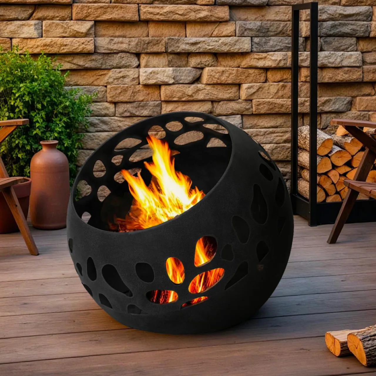 #N/A Braséro d'extérieur rond (D50 x H45 cm) Pyra Noir Clearance