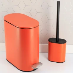 TENDANCE Brosse WC à tête plate Black line Terre de sienne/Noir Rouge brun Discount