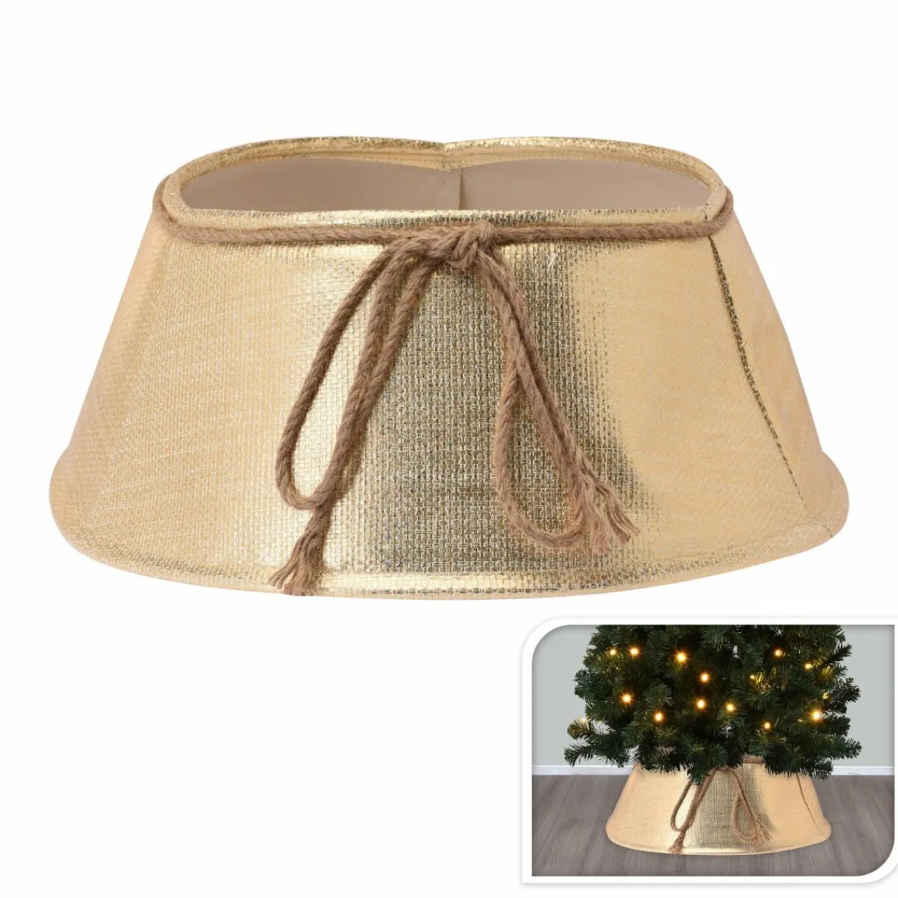 KOOPMAN Cache pied de sapin (D60 cm) Noeud Or