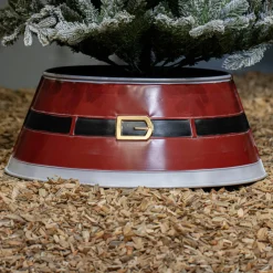 KAEMINGK Cache pied de sapin en métal (D57 cm) Ceinture du Père Noël Rouge Outlet