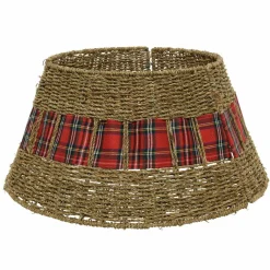 KAEMINGK Cache pied de sapin en osier (D57 cm) Tartan écossais Rouge Discount