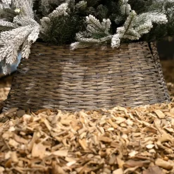 EMINZA Cache pied de sapin en osier (D57 cm) Saule tressé vieilli Gris