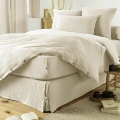 EMINZA Cache-sommier Gaze de coton (160 x 200 cm) Gaïa pampa Beige Online