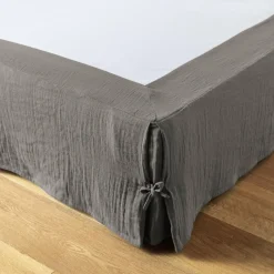 EMINZA Cache-sommier Gaze de coton (180 x 200 cm) Gaïa Gris granit Gris foncé New